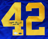 Nate Thurmond Golden State Signed Blue Basketball Jersey HOF 84 Inscribed BAS