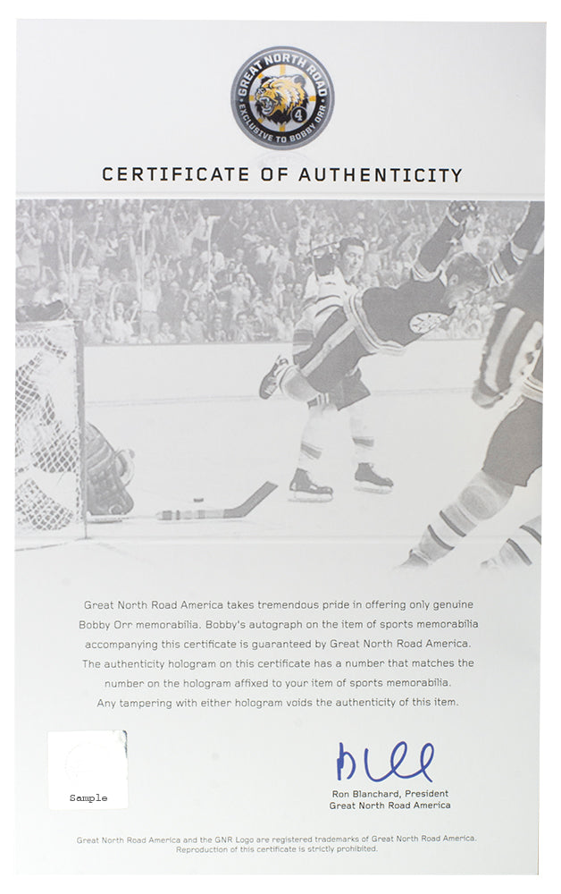 AUTOGRAPHED LE144 GNR BOBBY ORR BOSTON BRUINS THE GOAL CRESTED