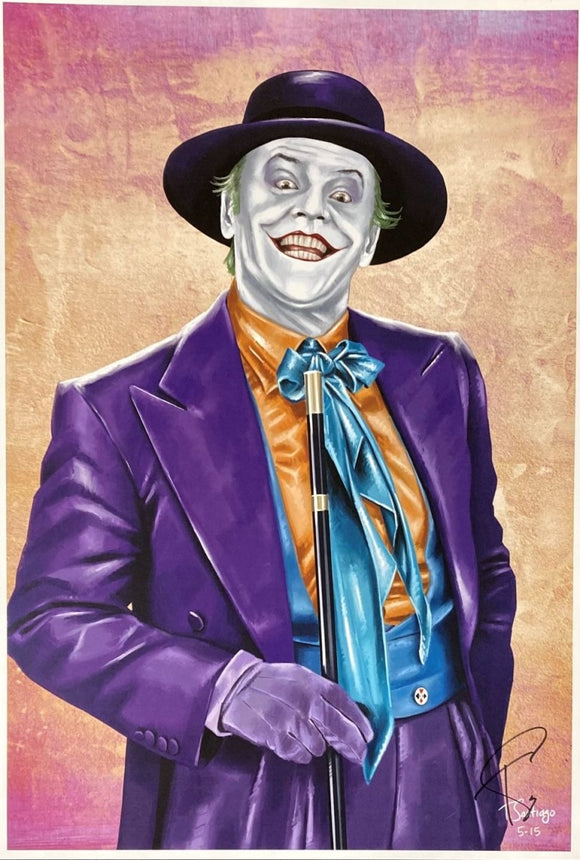 Jack Nicholson 13x19 The Joker Lithograph Signed by Tony Santiago - Sports Integrity