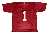 Nick Saban Alabama Signed Crimson Stat Football Jersey BAS - Sports Integrity