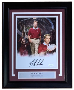 Nick Saban Signed Framed 8x10 Alabama Crimson Tide Collage Photo JSA