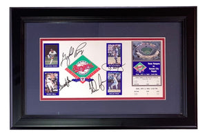 Nolan Ryan Sundberg Perry Bell Signed Framed 6x12 Rangers Photo BAS AC40955 - Sports Integrity