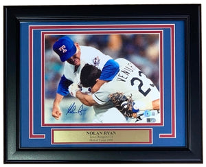 Nolan Ryan Signed Framed 8x10 Texas Rangers Ventura Fight Photo BAS