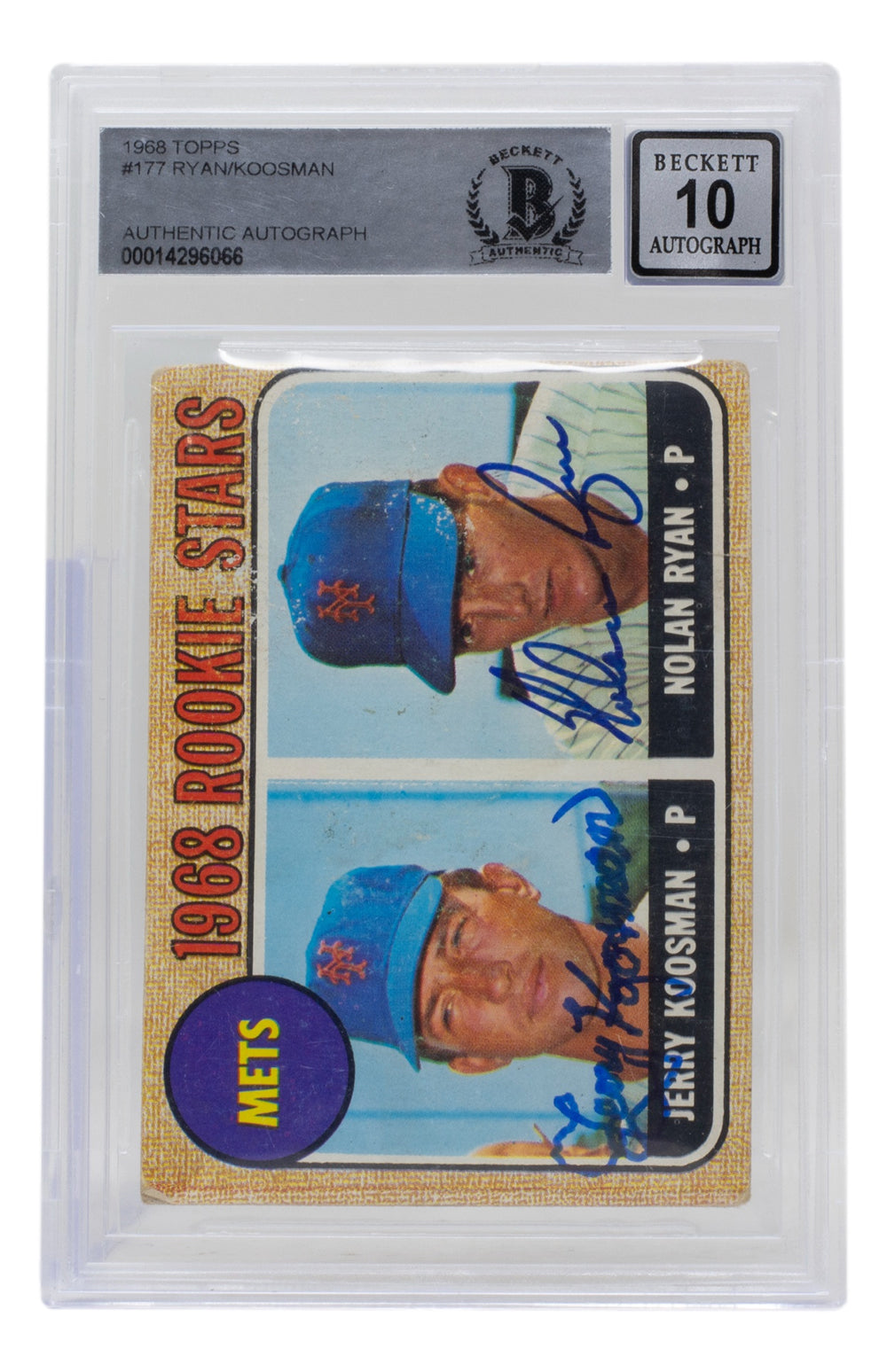1968 Topps #177 NOLAN RYAN Rookie Card Mets HOF Facsimile Autograph Auto  REPRINT - Baseball Card