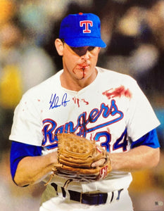 Nolan Ryan Signed 16x20 Texas Rangers Bloody Lip Photo AIV - Sports Integrity