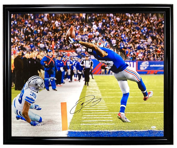 Odell Beckham Jr Signed Framed 20x24 New York Giants The Catch Canvas JSA Holo