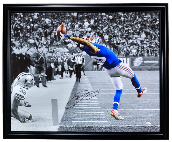 Odell Beckham Jr Signed Framed 20x24 Giants The Catch Spotlight Canvas JSA Holo