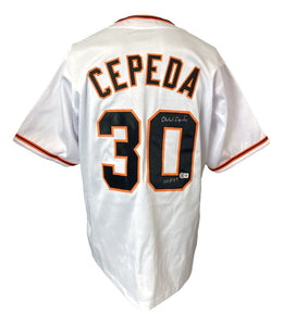 Orlando Cepeda San Francisco Signed White Baseball Jersey HOF 99 BAS