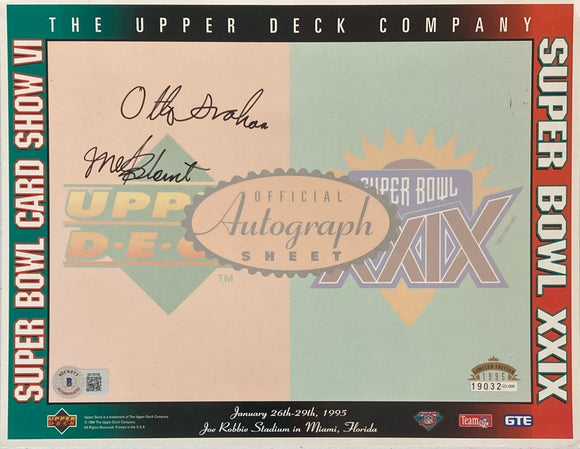 Otto Graham Mel Blount Signed 8x10 1995 UD Super Bowl XXIX Card Show Photo BAS - Sports Integrity