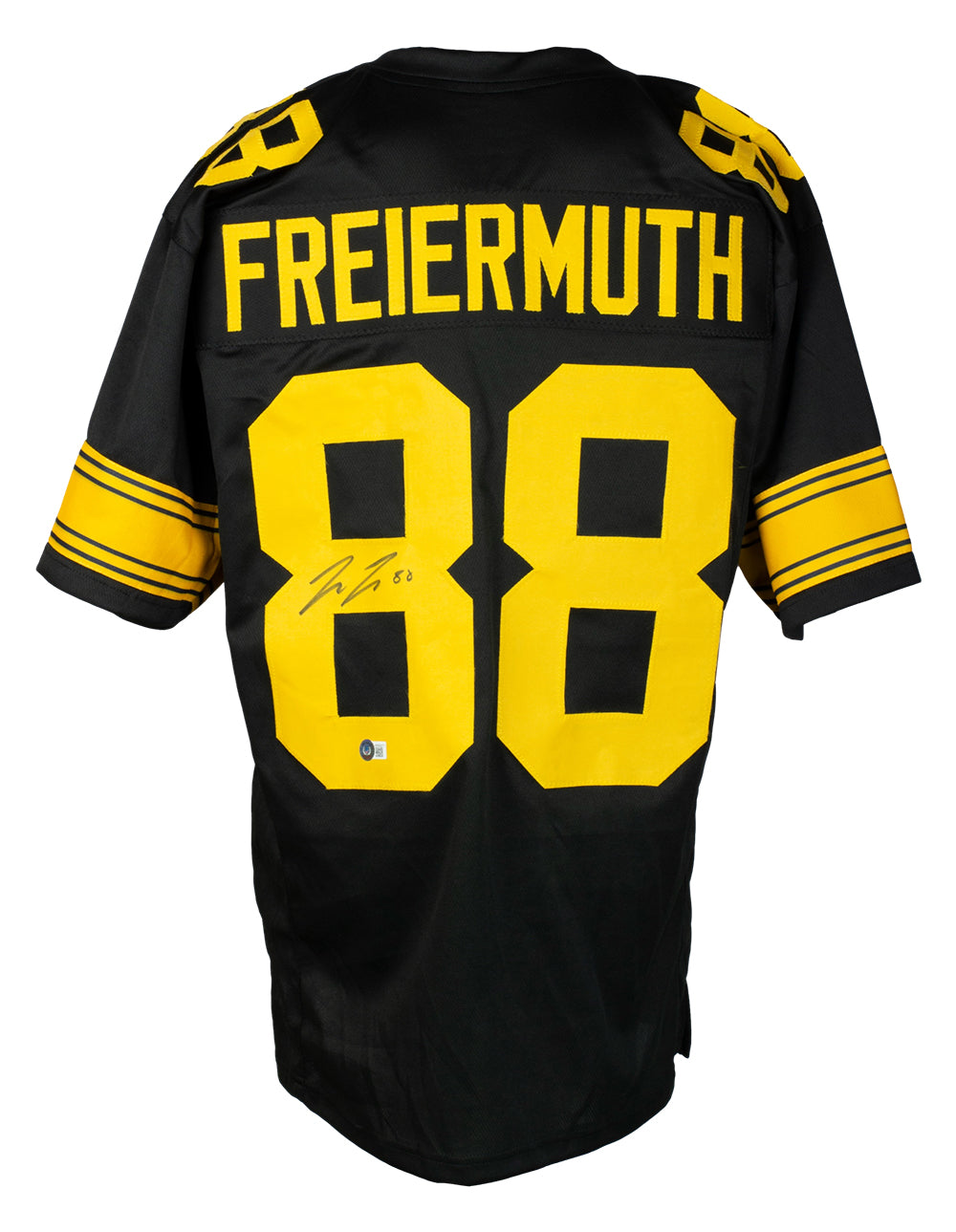 Sports Integrity Pat Freiermuth Signed Custom Black/Yellow Pro Style Football Jersey BAS Itp