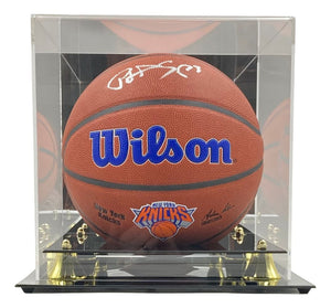 Patrick Ewing Signed New York Knicks Wilson Logo Basketball Steiner CX w/ Case - Sports Integrity