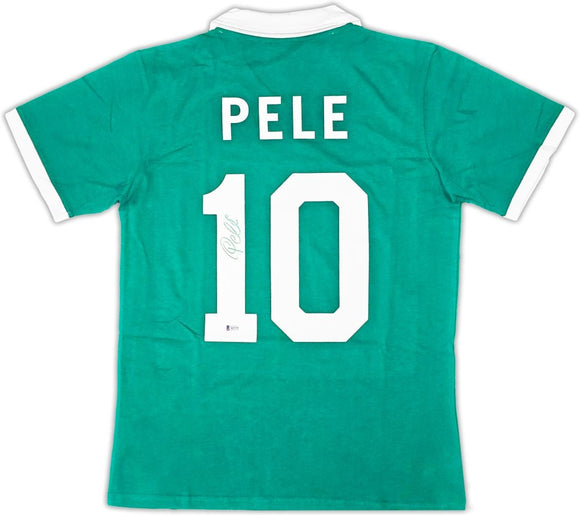 Pele New York Signed Green Soccer Jersey BAS - Sports Integrity