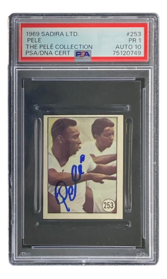 Pele Signed 1969 Sadira Ltd #253 Trading Card PSA/DNA PR1 Auto 10 - Sports Integrity