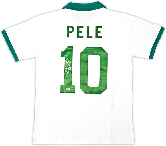 Pele New York Signed White Soccer Jersey BAS