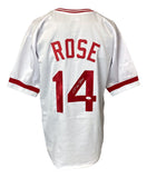 Pete Rose Cincinnati Signed White Baseball Jersey JSA Hologram