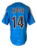 Pete Rose Philadelphia Signed Blue Baseball Jersey JSA Hologram