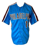 Pete Rose Philadelphia Signed Blue Baseball Jersey JSA Hologram - Sports Integrity