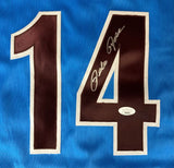 Pete Rose Philadelphia Signed Blue Baseball Jersey JSA Hologram