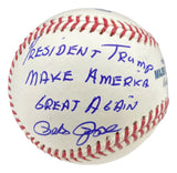 Pete Rose Reds Signed MLB Baseball President Trump Make America Great Again JSA - Sports Integrity