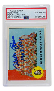 Pete Rose Signed 1963 Topps Reds Team #63 Baseball Card 1963 ROY PSA/DNA GEM MT 10 - Sports Integrity