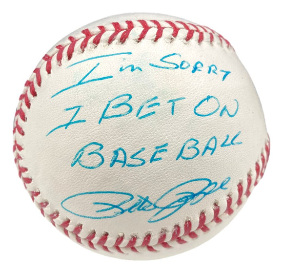 Pete Rose Reds Signed MLB Baseball Im Sorry I Bet on Baseball Steiner Hologram