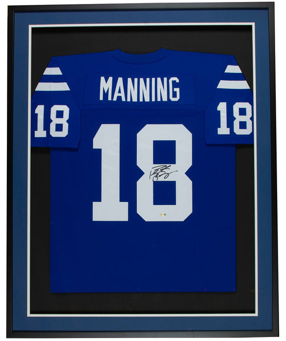 Peyton Manning Signed Framed Indianapolis Colts Blue Nike Jersey Fanatics - Sports Integrity