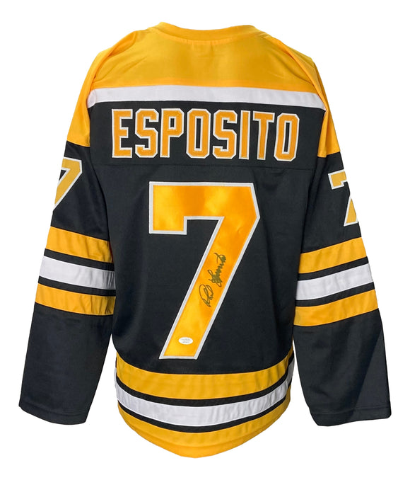 Phil Esposito Pro Style Autographed Hockey Jersey Black (JSA)
