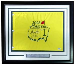 Jack Nicklaus Gary Player Signed Framed Masters Golf Flag w/ Yrs Won BAS AD56551 - Sports Integrity