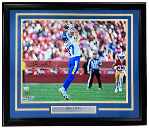 Puka Nacua Signed Framed 16x20 Los Angeles Rams Photo w/ Extensive Insc Fanatics - Sports Integrity