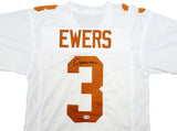 Quinn Ewers Texas Signed White Football Jersey BAS