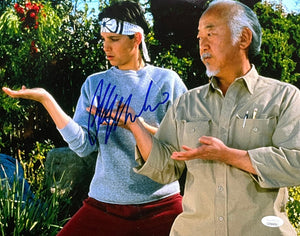 Ralph Macchio Signed In Blue 11x14 The Karate Kid Mr. Miyagi Photo JSA ITP - Sports Integrity