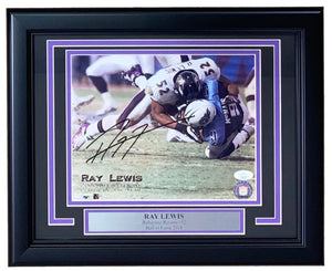 Ray Lewis Signed Framed 8x10 Baltimore Ravens Photo JSA