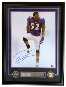 Ray Lewis Signed Framed 16x20 Baltimore Ravens Pre-Game Photo BAS ITP