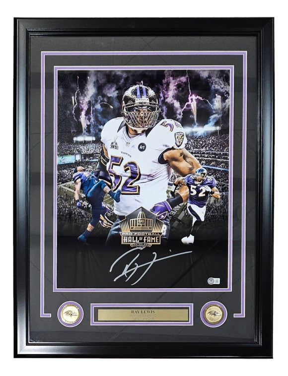 Ray Lewis Signed Framed 16x20 Baltimore Ravens Collage Photo BAS ITP - Sports Integrity