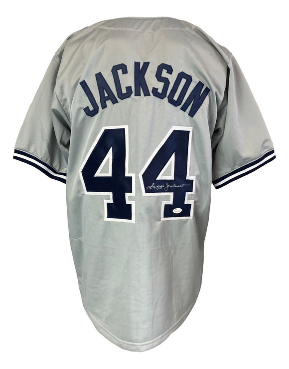 Reggie Jackson New York Signed Gray Baseball Jersey JSA