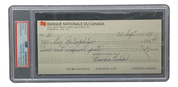 Maurice Richard Signed Montreal Canadiens Bank Check #21 PSA/DNA - Sports Integrity