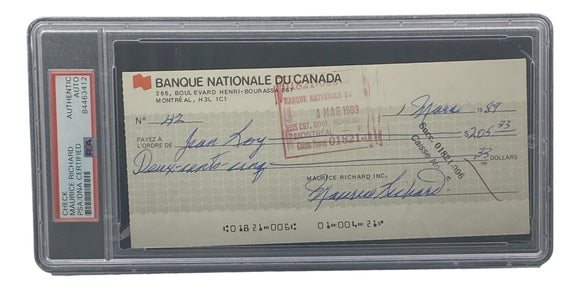 Maurice Richard Signed Montreal Canadiens Bank Check #42 PSA/DNA - Sports Integrity