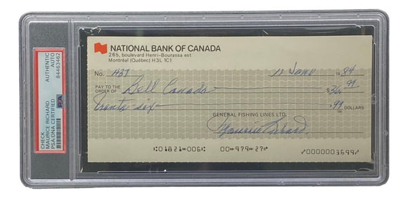 Maurice Richard Signed Montreal Canadiens Bank Check #437 PSA/DNA - Sports Integrity