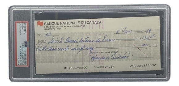 Maurice Richard Signed Montreal Canadiens Bank Check #60 PSA/DNA - Sports Integrity