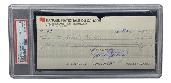 Maurice Richard Signed Montreal Canadiens Bank Check #69 PSA/DNA - Sports Integrity