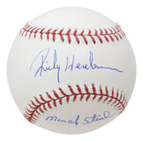 Rickey Henderson Signed Oakland A's MLB Baseball Man Of Steal Inscribed Steiner - Sports Integrity