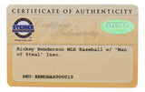 Rickey Henderson Signed Oakland A's MLB Baseball Man Of Steal Inscribed Steiner - Sports Integrity