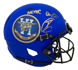 Robert O'Neill Signed Blue Seal Team Six Mini Helmet Never Quit Insc PSA Holo - Sports Integrity