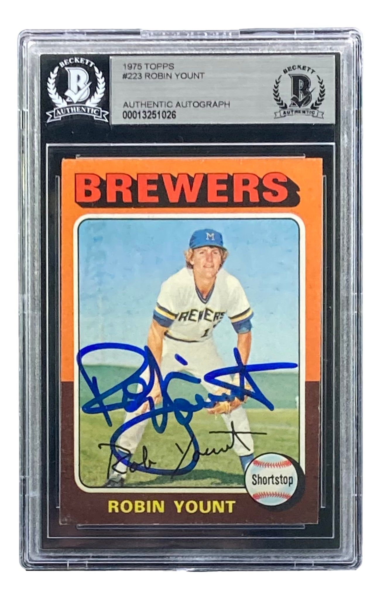 Robin Yount Autographed 1975 Topps Rookie Card #223 Milwaukee