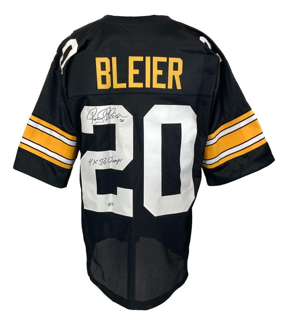 Rocky Bleier Pittsburgh Signed Black Football Jersey 4X SB Champs BAS ITP