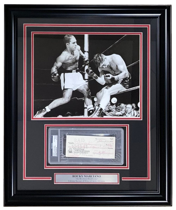 Rocky Marciano Boxing Signed Framed Slabbed Bank Check 12/6/1961 PSA/DNA