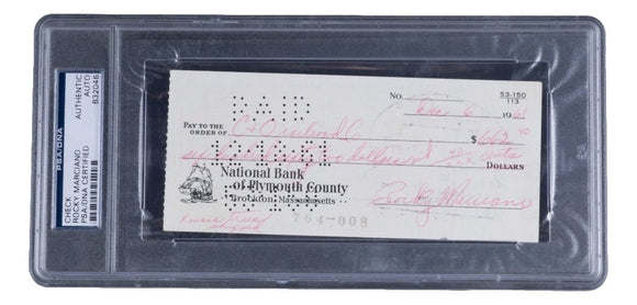 Rocky Marciano Signed Slabbed Bank Check 12/6/1961 PSA/DNA B32046 - Sports Integrity