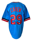 Rod Carew Minnesota Signed Light Blue Baseball Jersey JSA