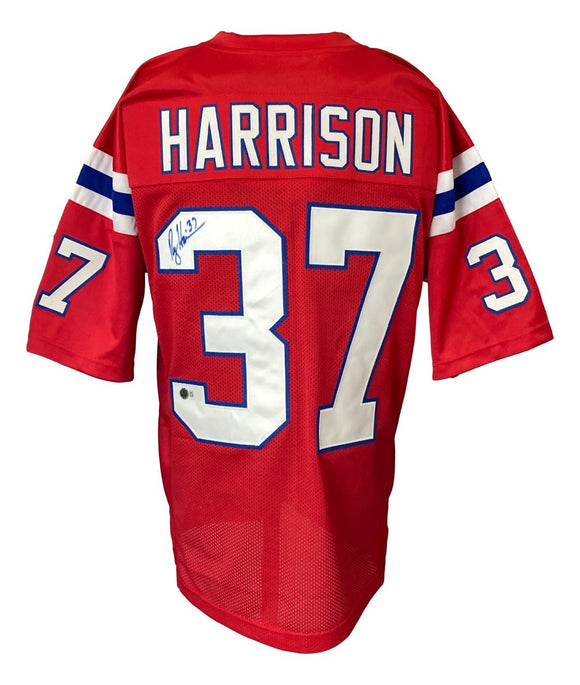 Rodney Harrison New England Signed Red Football Jersey BAS