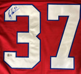 Rodney Harrison New England Signed Red Football Jersey BAS